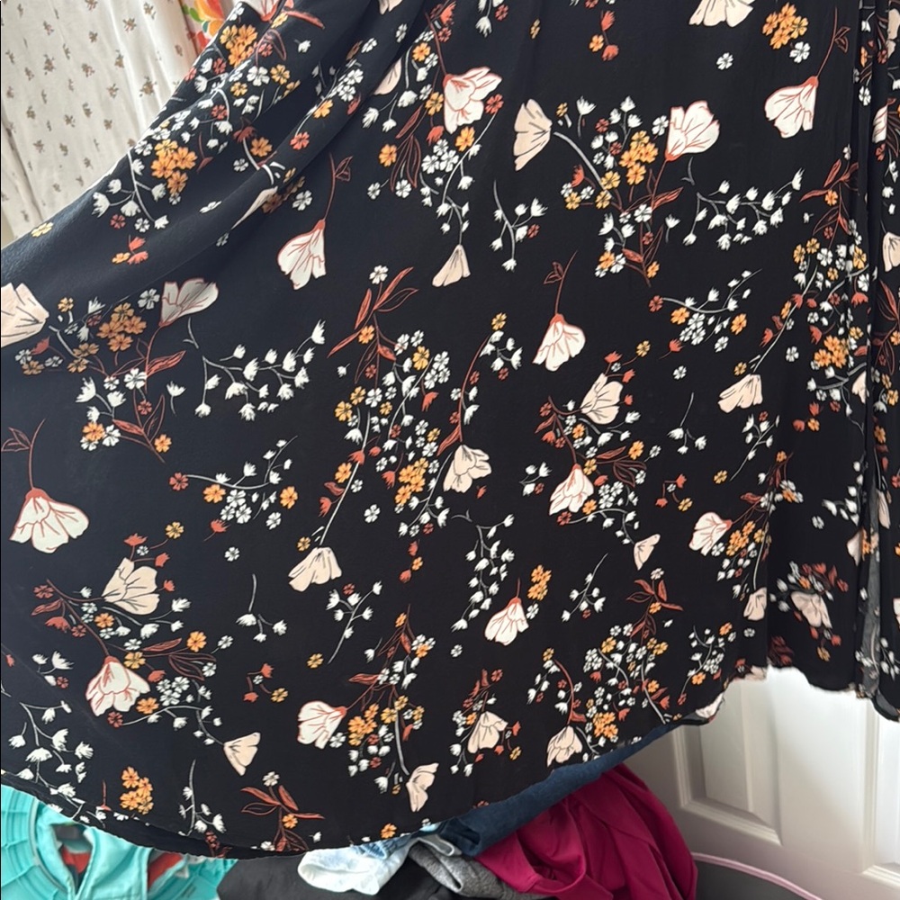Torrid Black and Pink Floral Midi Dress - Picture 5 of 9